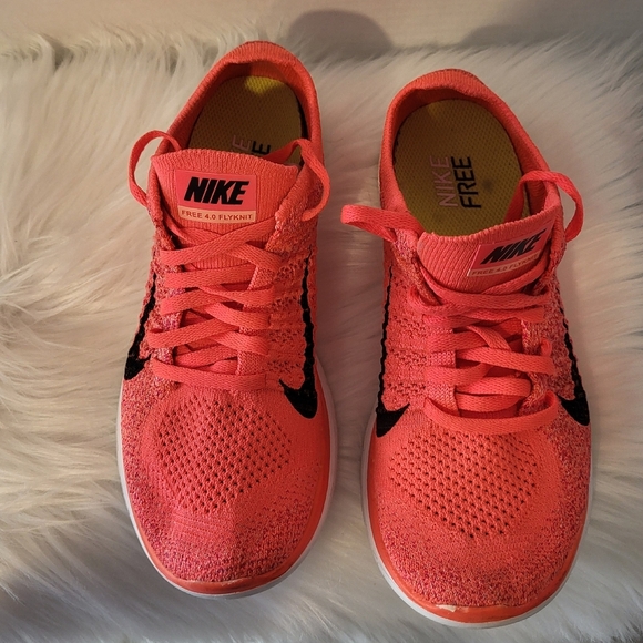 Nike Free Neon Orange Sneakers, Size 6 - Picture 3 of 5